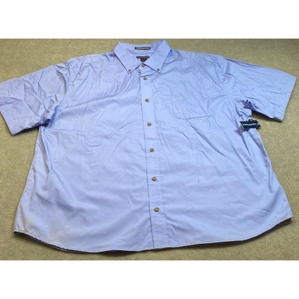 NWT Knightsbridge Button Down Shirt Men 2X Blue Short Sleeve Wrinkle Resistant